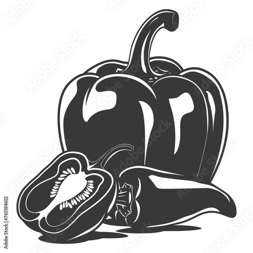 Silhouette Bell Pepper or Paprika sliced black color only