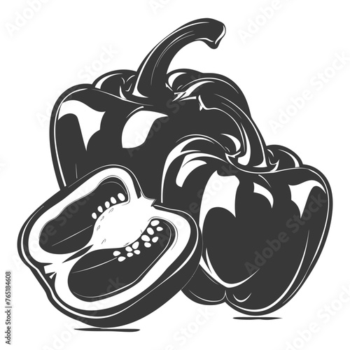 Silhouette Bell Pepper or Paprika sliced black color only