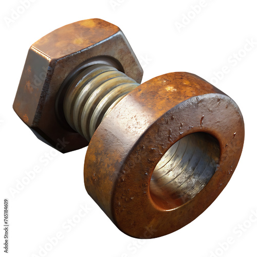 3d nut and screw or bolt on a white background