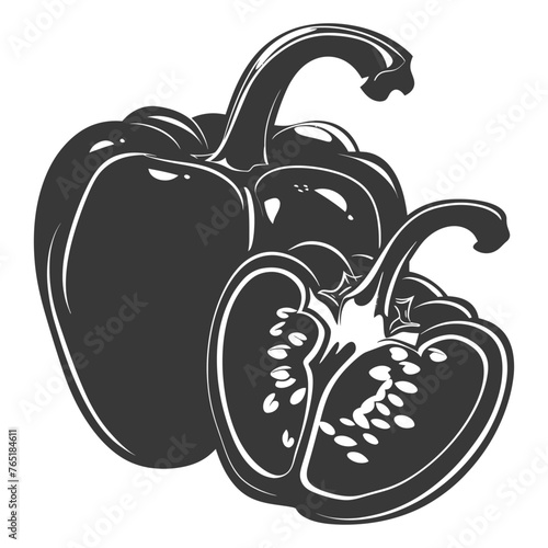 Silhouette Bell Pepper or Paprika sliced black color only