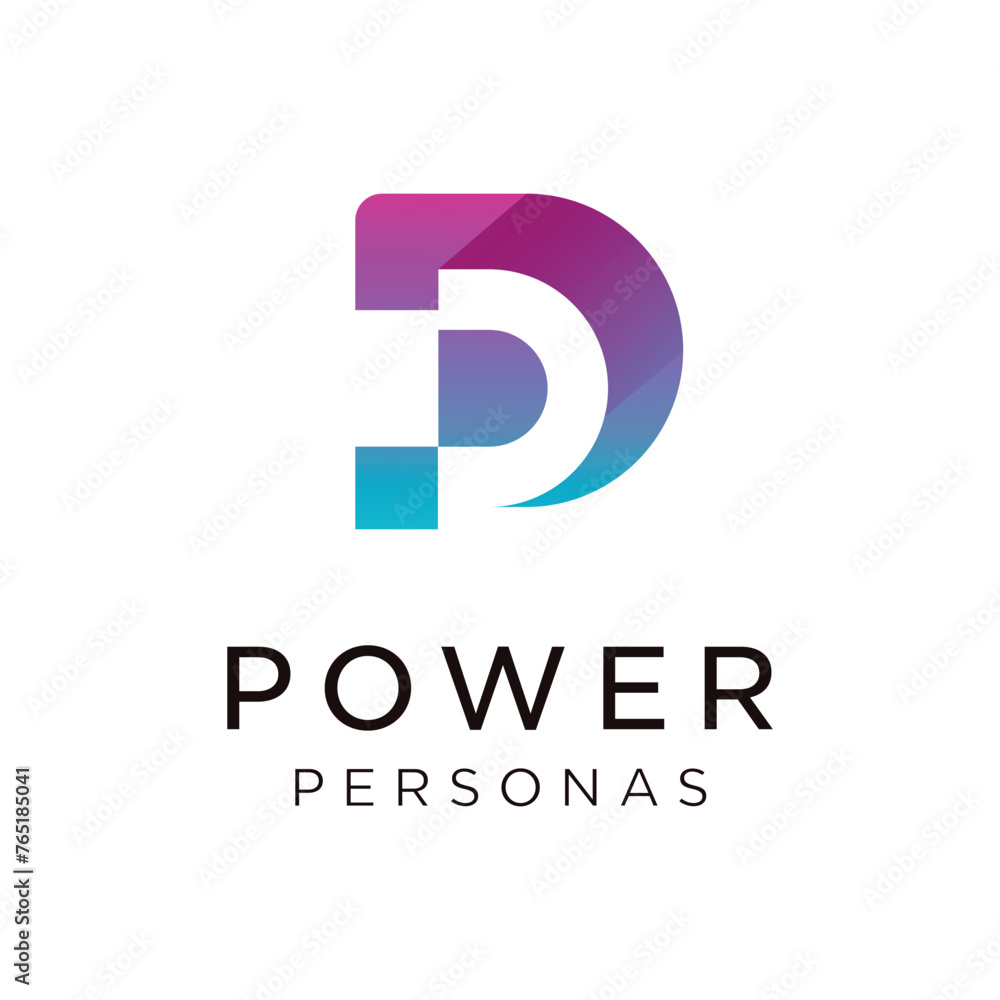 Letter p and connecting dots icon Letter p and connecting dots icon