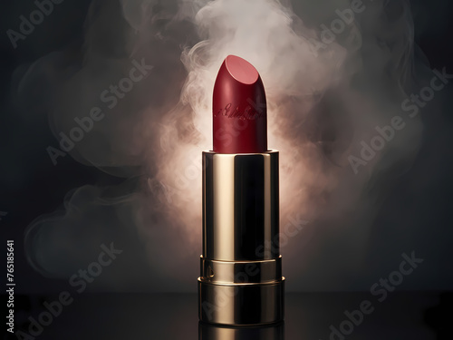 Red Lipstick Display Created With Generative Ai photo