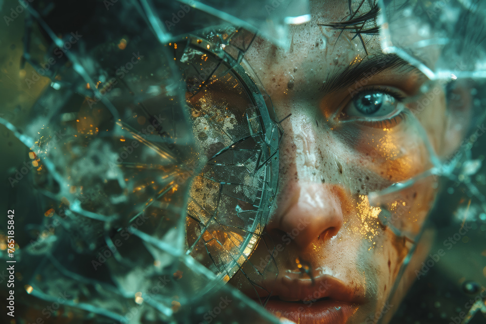 A man holding a clock with shattered glass, representing the fragmented sense of time in the context of mental health. Concept of distorted time perception. Generative Ai. A man holding a clock with shattered glass, representing the fragmented sense of time in the context of mental health. Concept of distorted time perception. Generative Ai.