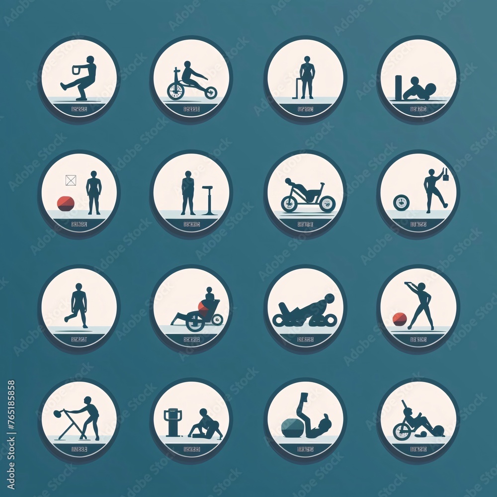Fitness icons set for web sites and user interface in flat design