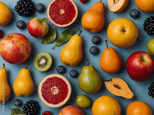 Assortment of healthy raw fruits Created With Generative Ai