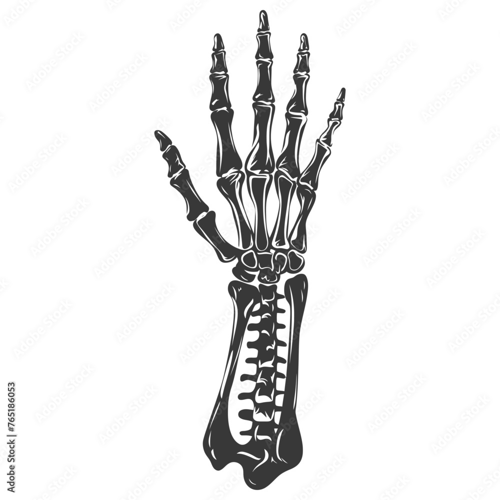 Silhouette rock and roll skeleton hand black color only Silhouette rock and roll skeleton hand black color only