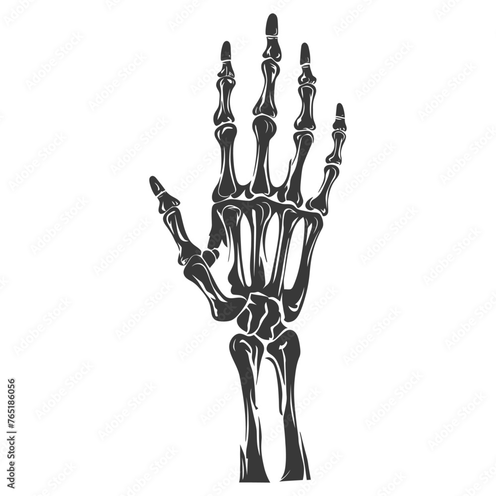 Silhouette rock and roll skeleton hand black color only Silhouette rock and roll skeleton hand black color only