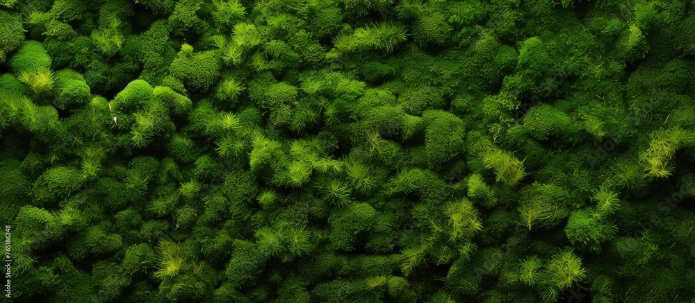 Lush forest filled with various green vegetation Lush forest filled with various green vegetation