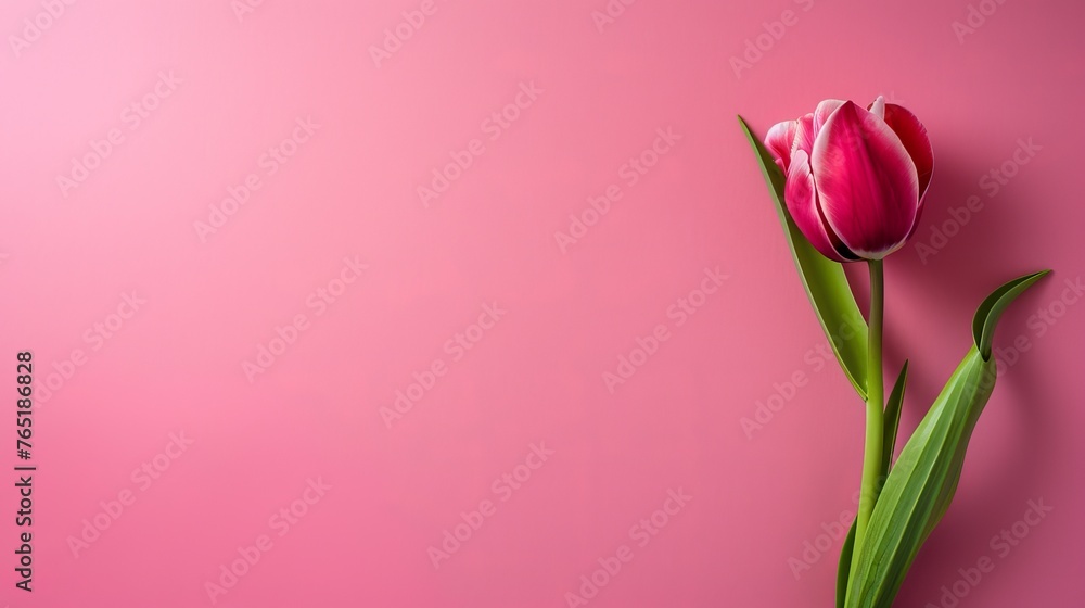 Soft pink tulip on a serene pink background, epitomizing tranquility and softness, suitable for spa environments or contemporary graphic design Soft pink tulip on a serene pink background, epitomizing tranquility and softness, suitable for spa environments or contemporary graphic design