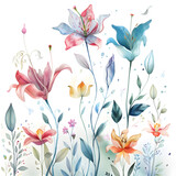 watercolor illustration of a fantasy flower, white background