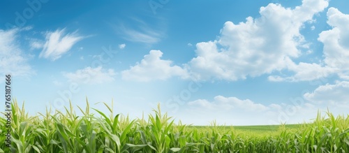 Field of maize with a blue summer sky