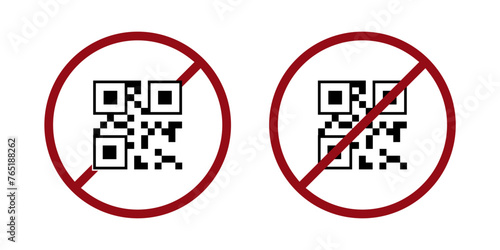 qr code ban prohibit icon. Not allowed scan bar code. Forbidden codes