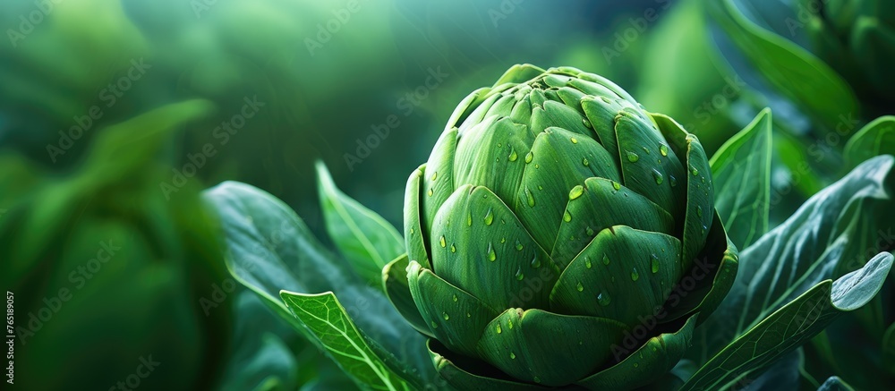 Obraz premium Green plant with large blooming flower