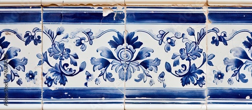 Blue and white floral tile design