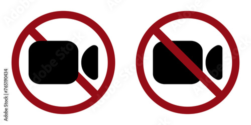 video ban prohibit icon. Not allowed filming. Forbidden video recording
