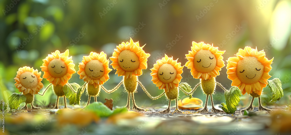Uśmiechnięte Słoneczniki - obrazy, fototapety, plakaty 