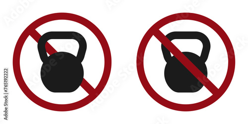 heavy weight ban prohibit icon. Not allowed access to exercise. Forbidden sport