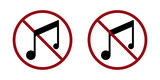 loud music ban prohibit icon. Not allowed listening to music . Forbidden noise