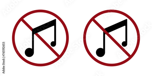 loud music ban prohibit icon. Not allowed listening to music . Forbidden noise