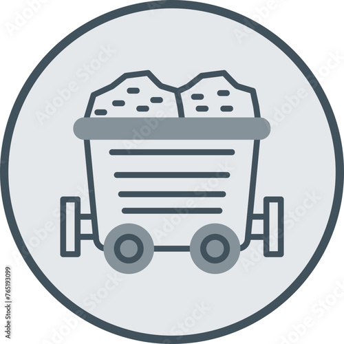 Mining Cart Line Fill Circle Icon