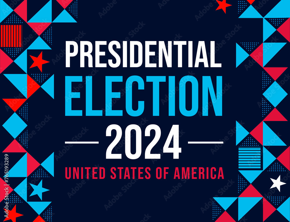 Presidential Election 2024 United States of America Poster design with shapes and typography in the center