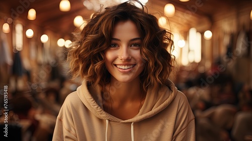 Naturally beautiful woman with perfect white teeth smile, genuine, positive, happy, smiling
