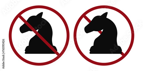 chess ban prohibit icon. Not allowed play chess. Forbidden games