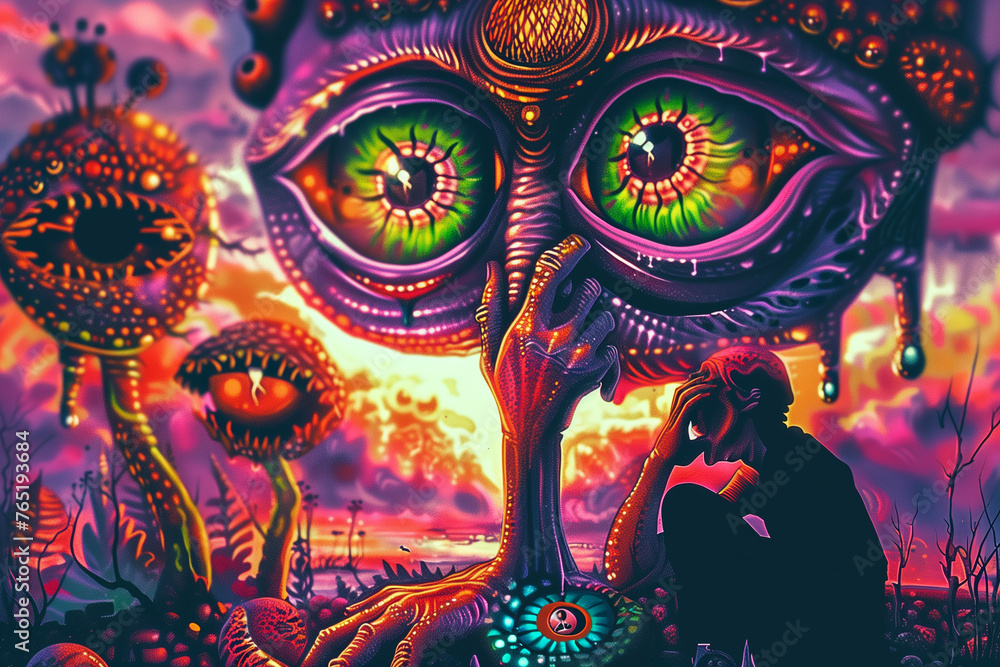 Weird Surrealism Trippy art of a DMT Realm, Psychedelic Art