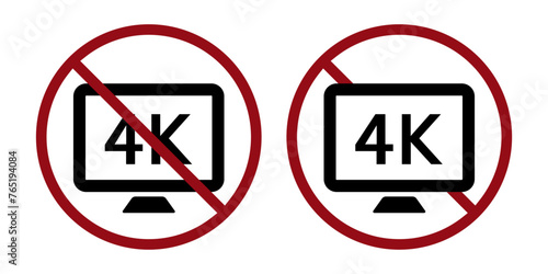 ban to watch video prohibit icon. Not allowed filming. Forbidden video recording