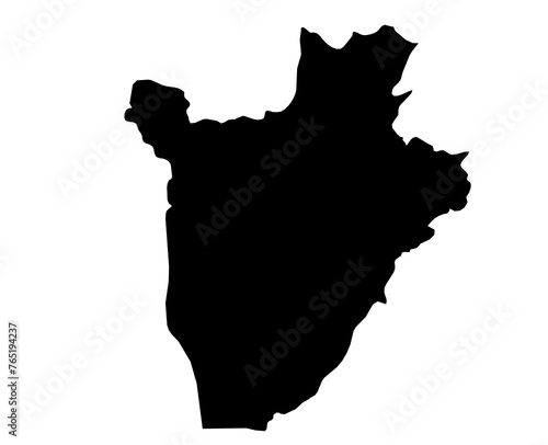 A contour map of Burundi. Graphic illustration on a transparent background with black country's borders