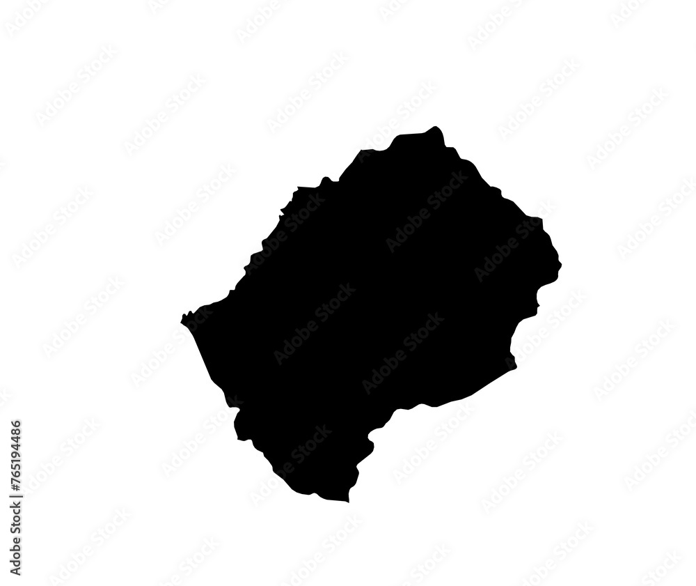 A contour map of Lesotho. Graphic illustration on a transparent background with black country's borders