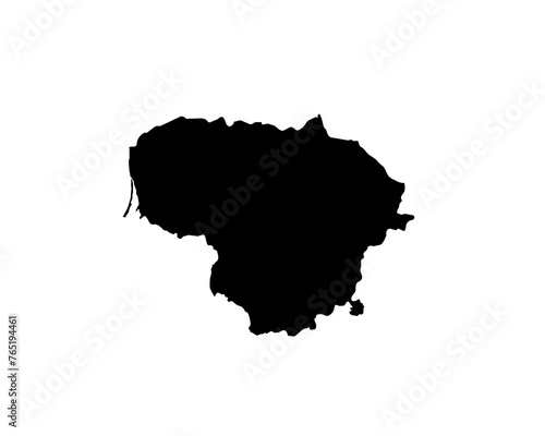 A contour map of Lithuania. Graphic illustration on a transparent background with black country's borders