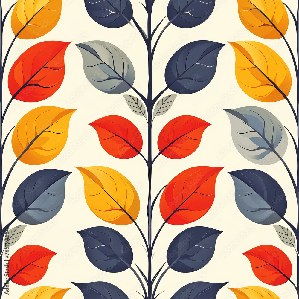 Seamless Leaf Pattern in Vibrant Colors Seamless Leaf Pattern in Vibrant Colors