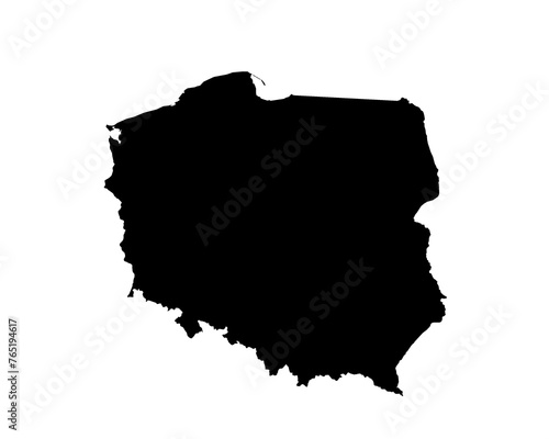 A contour map of Poland. Graphic illustration on a transparent background with black country's borders