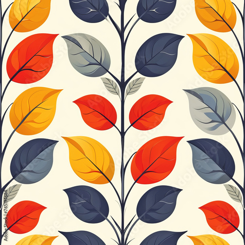 Seamless Leaf Pattern in Vibrant Colors © Dominique