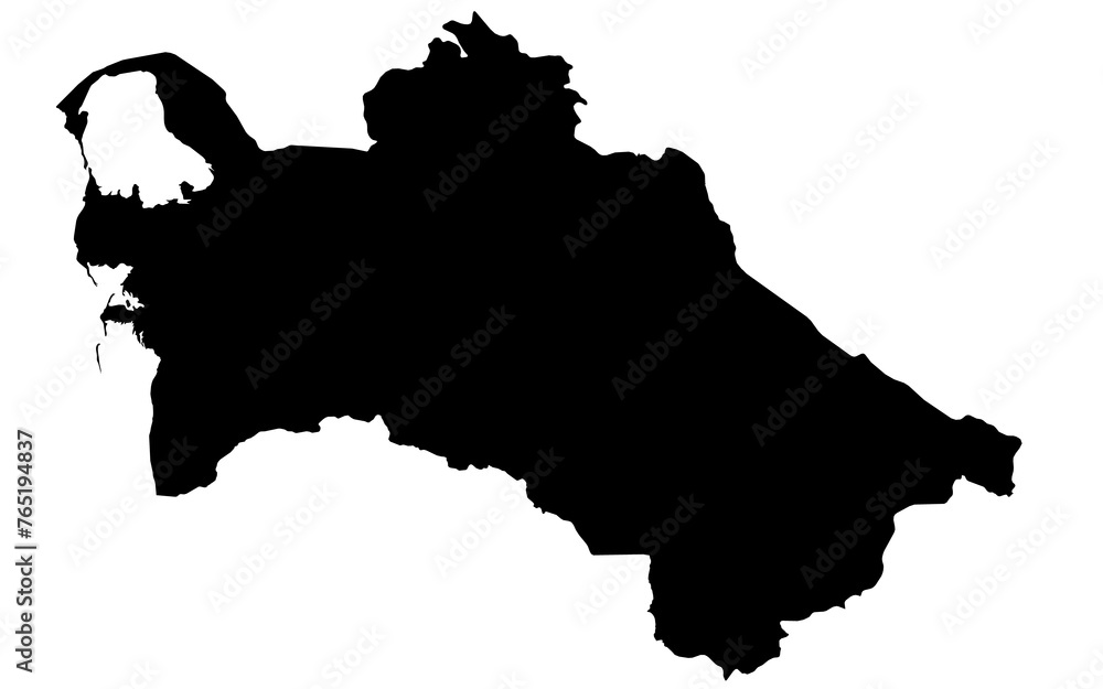A contour map of Turkmenistan. Graphic illustration on a transparent background with black country's borders