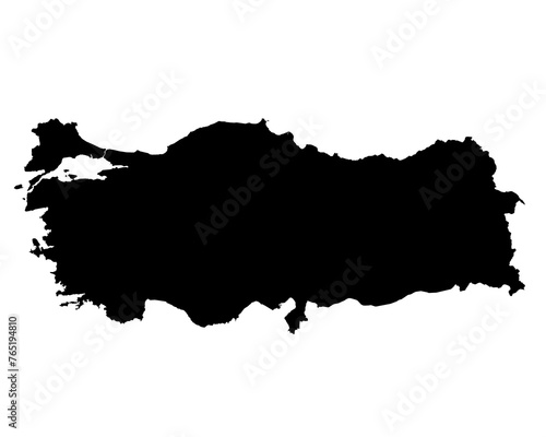 A contour map of Turkey. Graphic illustration on a transparent background with black country's borders
