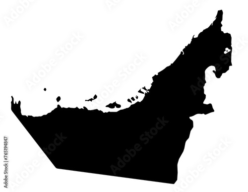 A contour map of UAE. Graphic illustration on a transparent background with black country's borders