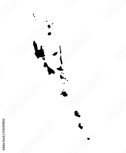 A contour map of Vanuatu. Graphic illustration on a transparent background with black country's borders
