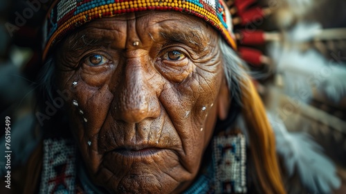 A tribal chief whose voice commands the respect of thunder, speaking the language of the sky