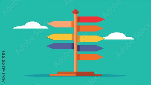 Colorful Directional Signpost Against a Clear Sky