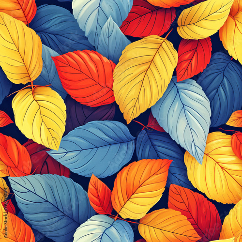 Seamless Leaf Pattern in Vibrant Colors