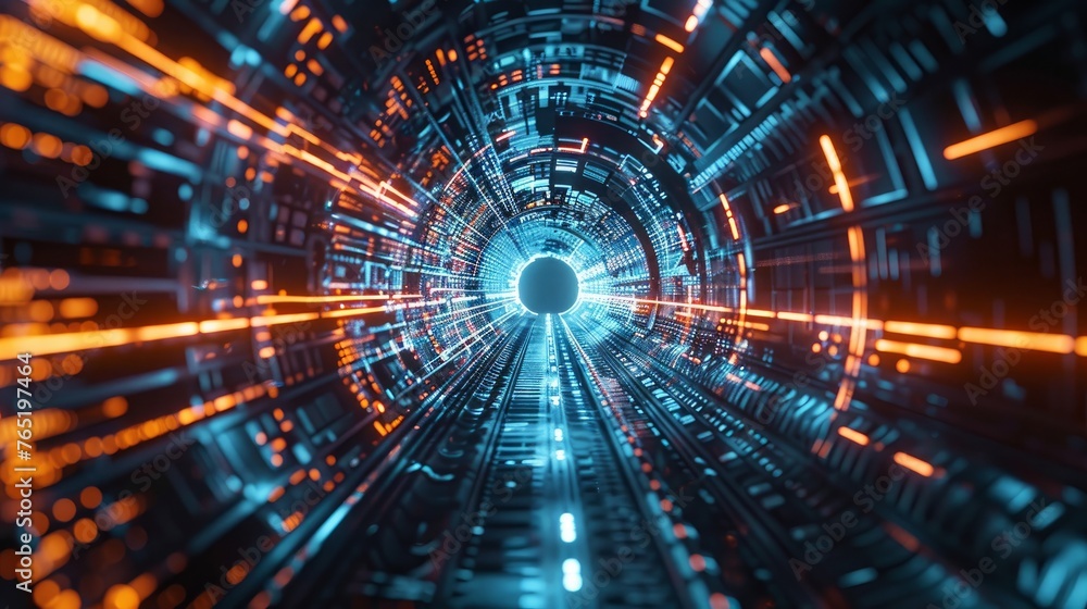Obraz premium A 3D-rendered motion graphic that portrays a futuristic circuit background