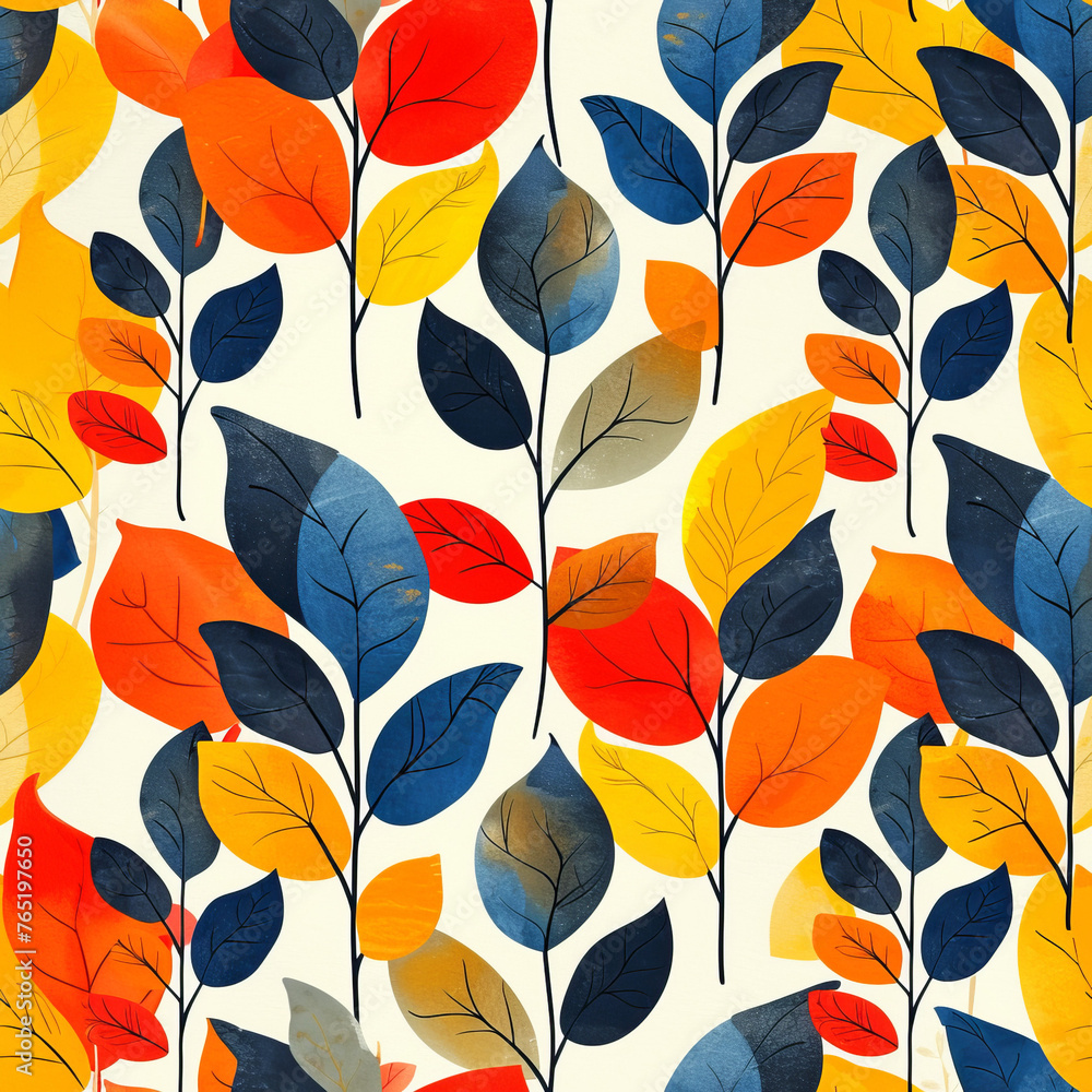 Seamless Leaf Pattern in Vibrant Colors Seamless Leaf Pattern in Vibrant Colors