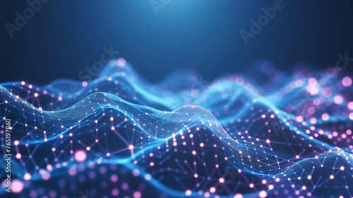 A visually striking background composed of abstract lines and dots connected to represent the complex web of technology