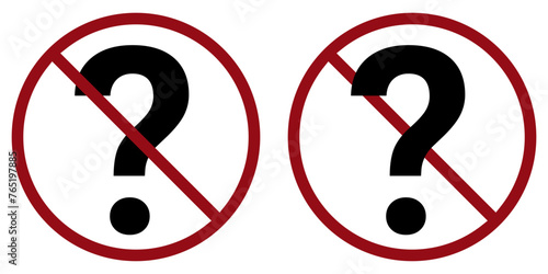 Question ban prohibit icon. Not allowed to ask. Forbidden questions