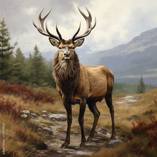 red deer  gazing at the camera  high resolution  hyper-realistic   reated with Generative Ai