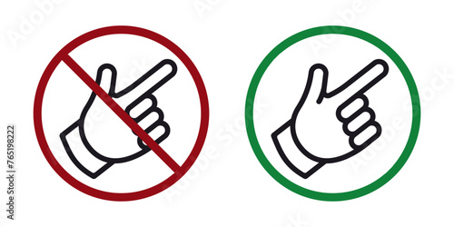 touch finger ban prohibit icon. Not allowed to touch. Forbidden crossed finder icon