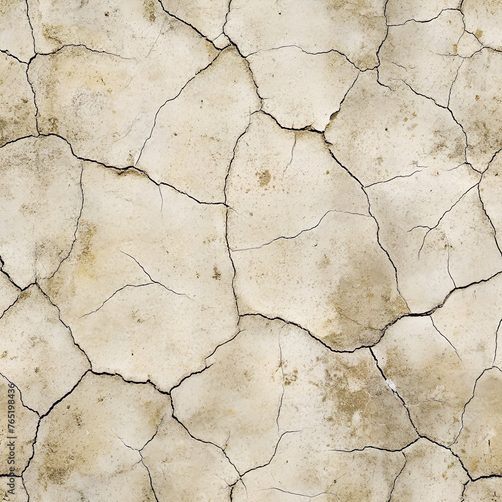 Fototapeta premium dry cracked soil seamless pattern old wall texture background, repeating