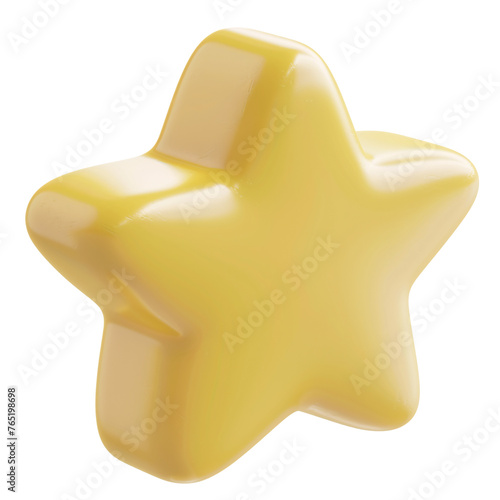 3d render yellow star isolated on transparent background , ai generative